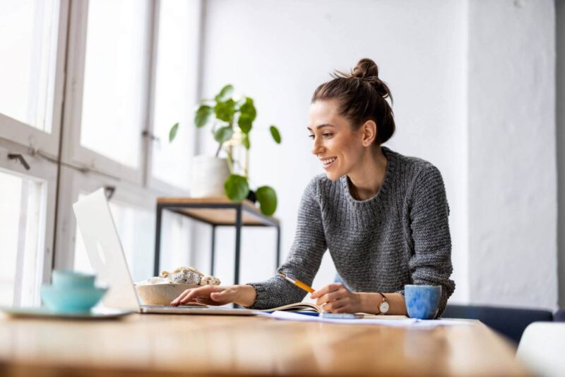 Woman using a laptop